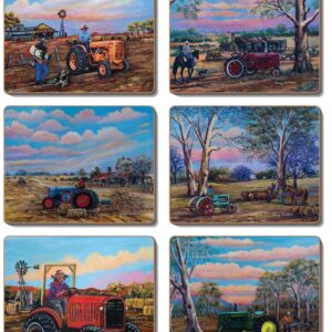 Country Kitchen TRACTORS Cork Backed Placemats or Coasters Set 6 NEW Cinnamon