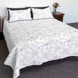 French Country Vintage Inspired Patchwork Bed Quilt WHITE SERENATA Coverlet New