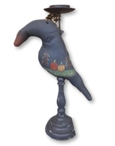 Primitive Style Fabric Painted Crow Candle Holder New 30cm High FREEPOST