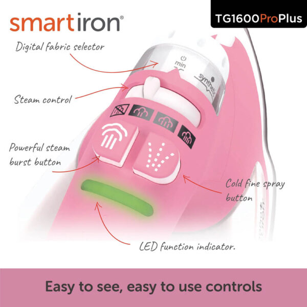 Oliso Smart Iron Pink TG1600 ProPlus Great for Quilting, Sewing, Ironing
