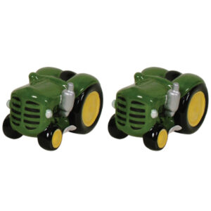 French Country Chic Collectable Novelty Salt and Pepper Set Green Tractor New