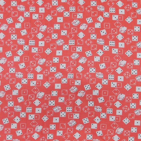Patchwork Quilting Sewing Fabric Dice Games Peach 50x55cm FQ New Material