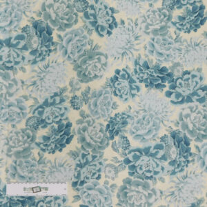 Patchwork Quilting Sewing Fabric Blue Floral Metallic 50x55cm FQ New Material