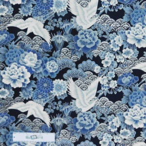 Patchwork Quilting Sewing Fabric Japanese Crane Metallic 50x55cm FQ New