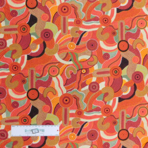 Patchwork Quilting Sewing Fabric Aboriginal Orange Katoomba 50x55cm FQ New