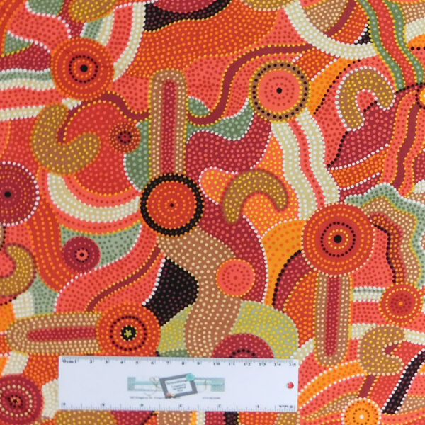Patchwork Quilting Sewing Fabric Aboriginal Orange Katoomba 50x55cm FQ New