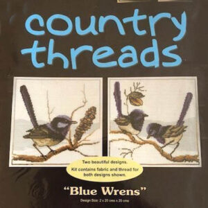 Country Threads Cross Stitch Kit Blue Wrens Set of 2 Birds New FJ1062