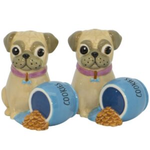 French Country Collectable Novelty Pug with Cookies Salt and Pepper Set New