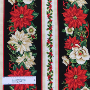 Patchwork Quilting Sewing Fabric Holiday Lane Poinsettia Border 50x55cm FQ New