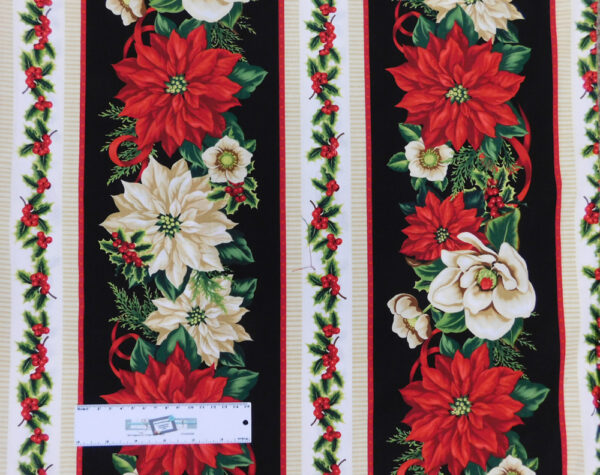 Patchwork Quilting Sewing Fabric Holiday Lane Poinsettia Border 50x55cm FQ New