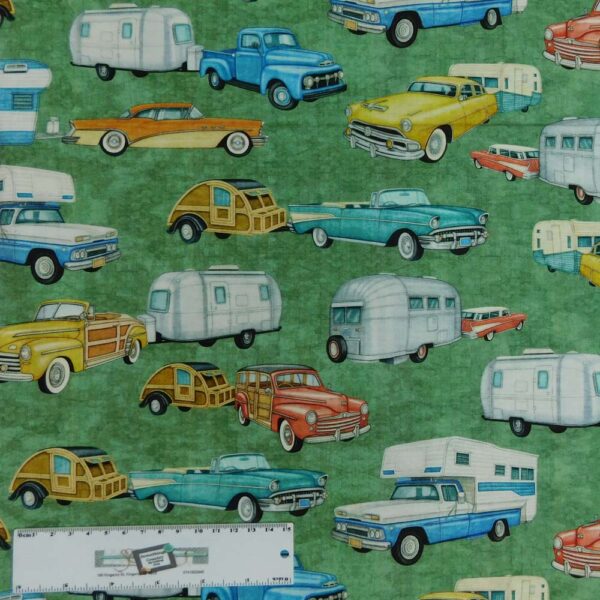 Patchwork Quilting Sewing Fabric Back Country Caravan 50x55cm FQ New Material