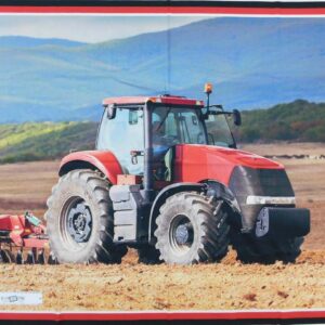 Patchwork Quilting Sewing Fabric Red Tractor Plowing Panel 90x110cm New Material