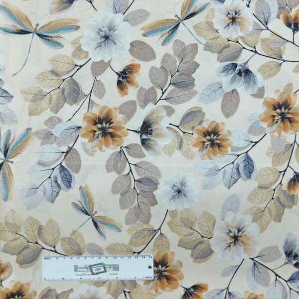 Patchwork Quilting Sewing Fabric Cream Tree Leaves 50x55cm FQ New Material