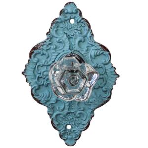 French Country Vintage Inspired Blue Ornate Diamond Back Crystal Knob x 2 New