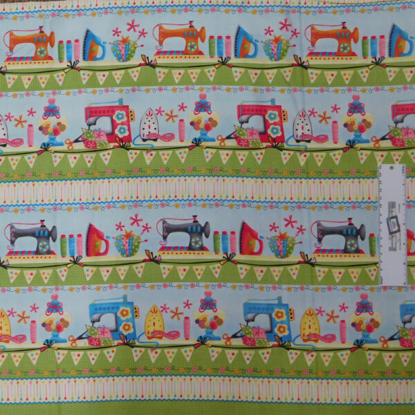 Patchwork Quilting Sewing Fabric SEWING MACHINES BORDER 50x55cm FQ New