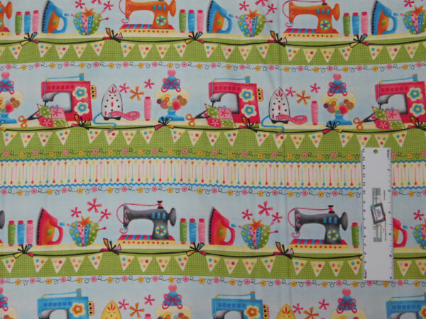 Patchwork Quilting Sewing Fabric SEWING MACHINES BORDER 50x55cm FQ New