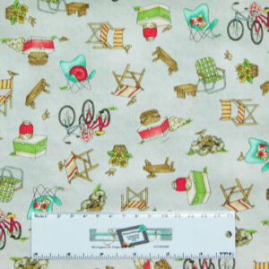 Patchwork Quilting Sewing Fabric ROAM SWEET HOME GREY CAMPING 50x55cm FQ New