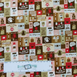 Patchwork Quilting Sewing Fabric HAVE A COFFEE BREAK 50x55cm FQ New
