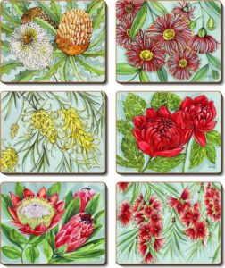 Country Inspired Kitchen AUSSIE BUSH BLOOMS Cork Backed Placemats or Coasters Set 6 New
