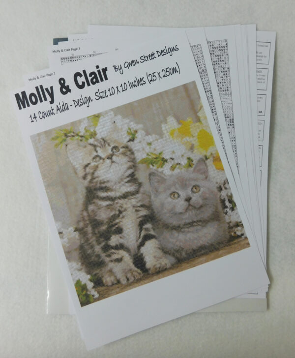 Cross Stitch Pattern MOLLY and CLAIR Kittens New X Stitch Gwen St Designs New