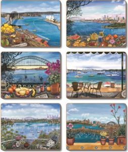 Country Inspired Kitchen SYDNEY BALCONIES Cork Backed Placemats or Coasters Set 6 New