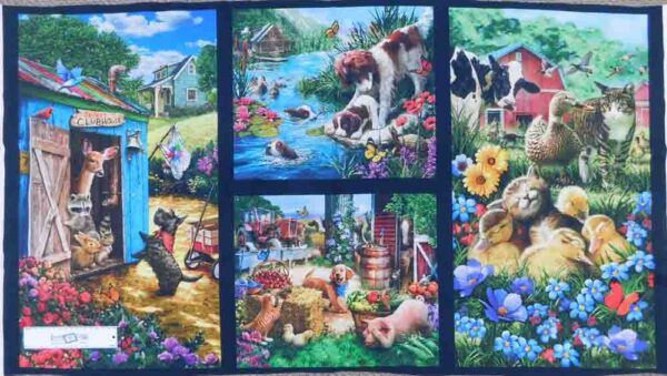 Patchwork Quilting Sewing Fabric DOWN ON THE FARM Panel 60x110cm New
