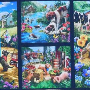 Patchwork Quilting Sewing Fabric DOWN ON THE FARM Panel 60x110cm New