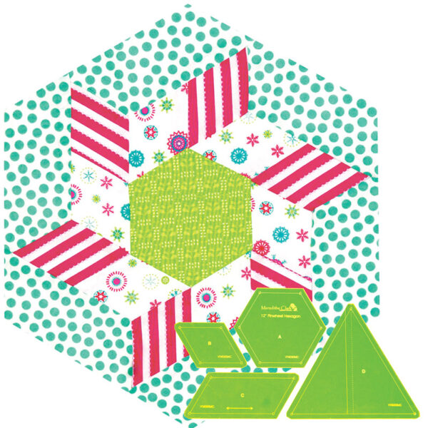 Quilting Patchwork Sewing Template 12'' Pinwheel Hexagon Matilda's Own New