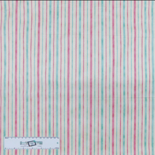 Patchwork Quilting Sewing Fabric PINK AQUA STRIPE 50x55cm FQ New Material