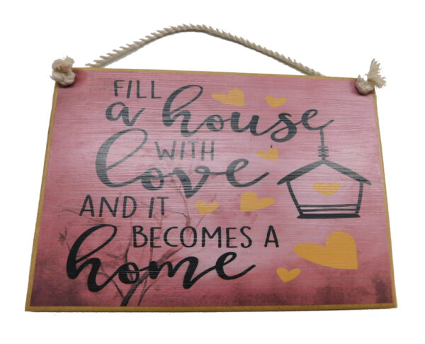 Country Printed Quality Wooden Sign A HOUSE WITH LOVE HOME Plaque New