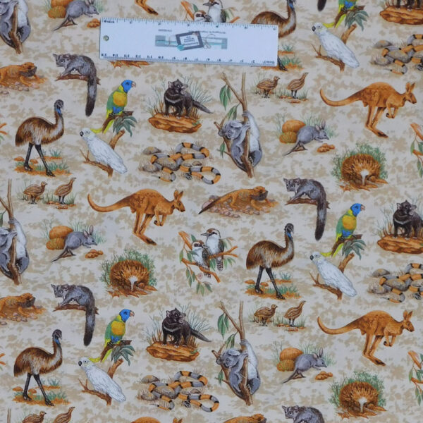 Patchwork Quilting Sewing Fabric ASSORT AUSSIE ANIMALS 50x55cm FQ New Material