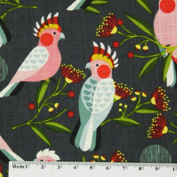 Patchwork Quilting Sewing Fabric AUSSIE GALAH BIRDS 50x55cm FQ New Material