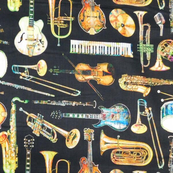 Patchwork Quilting Sewing Fabric MUSICAL INSTRUMENTS 50x55cm FQ New