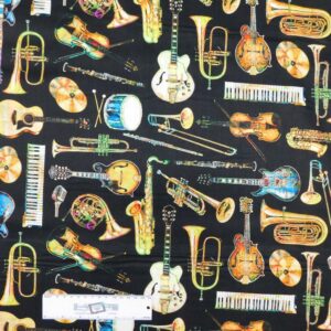 Patchwork Quilting Sewing Fabric MUSICAL INSTRUMENTS 50x55cm FQ New