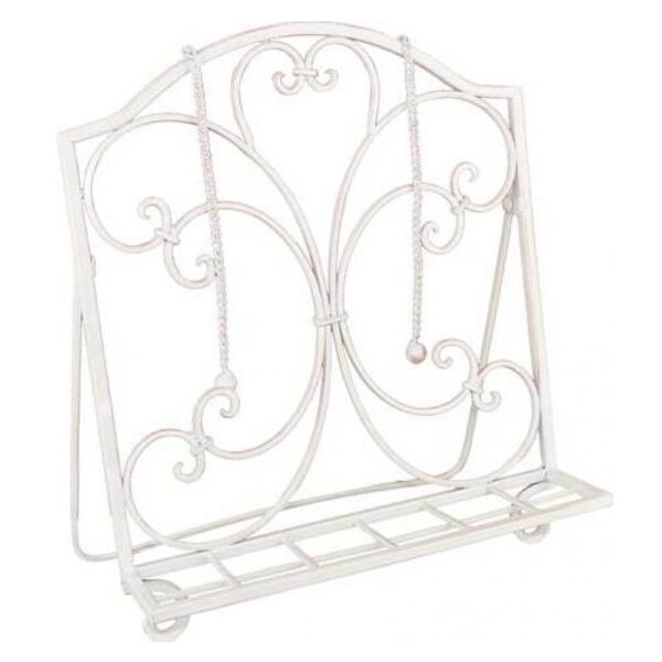 French Country Vintage Kitchen Wrought Iron White Recipe Book Holder New