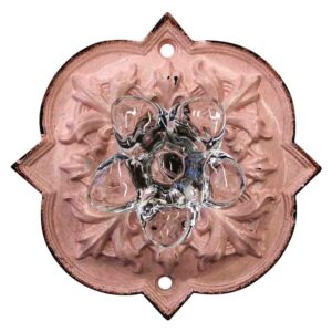 French Country Vintage Inspired PINK Ornate Back with Crystal Knob x 2 New