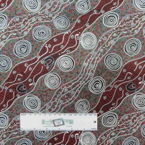 Patchwork Quilting Sewing Fabric ABORIGINAL BUSH CAMP RED 50x55cm FQ New