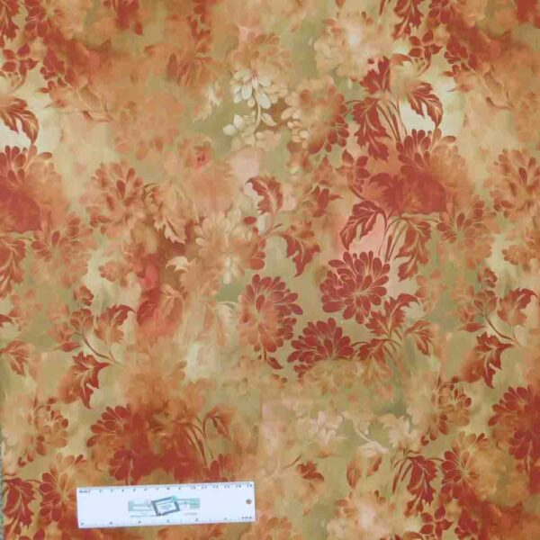 Patchwork Quilting Sewing Fabric DIAPHANOUS RUST FLORAL 50x55cm FQ New