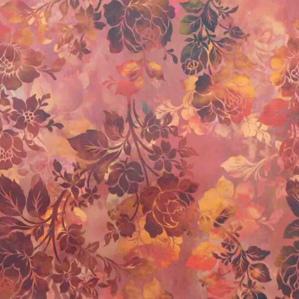 Patchwork Quilting Sewing Fabric DIAPHANOUS BROWN RUST ROSES 50x55cm FQ New