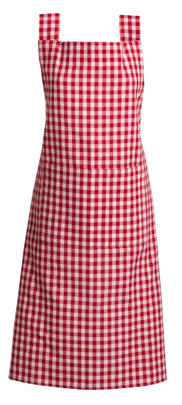 French Country Styled Gingham Check Kitchen Apron RED Full Adult Size New