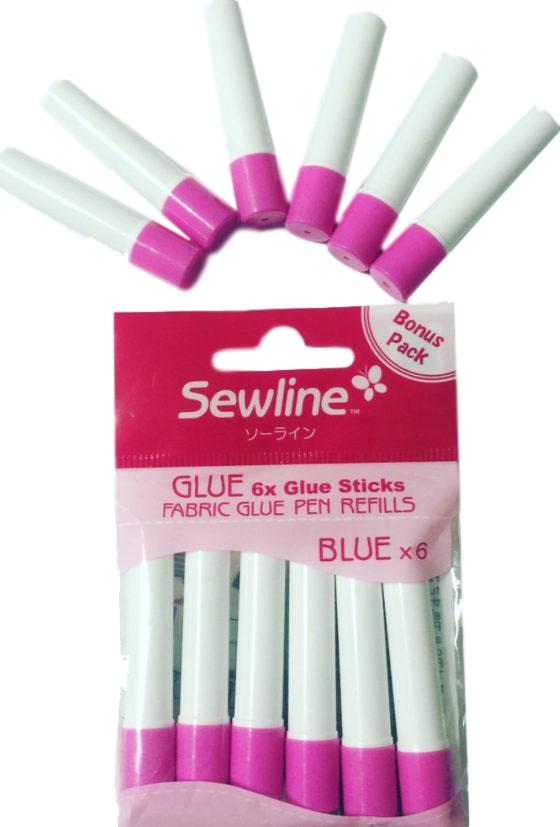 Sewline Glue Pen Stick REFILL BLUE PACK 6 for Sewing, Embroidery Patchwork New