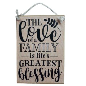 Country Printed Quality Wooden Sign LOVE OF A FAMILY IS A BLESSING Plaque New