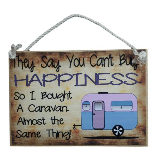 Country Printed Quality Wooden Sign CARAVAN BUY HAPPINESS Plaque New