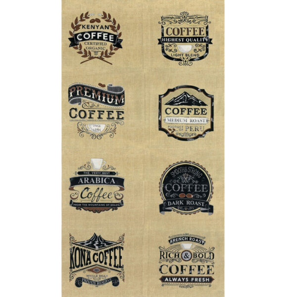 Patchwork Quilting Sewing Fabric BREW COFFEE Panel 58x110cm Material New