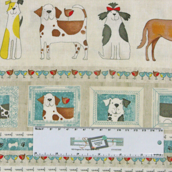 Patchwork Quilting Sewing Fabric WOOF DOGS Border Material 50x55cm FQ New