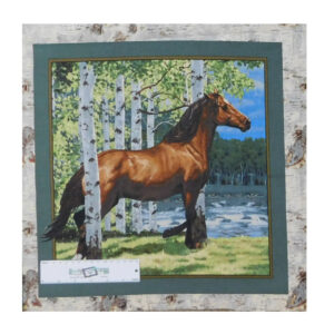 Patchwork Quilting Sewing Fabric HORSES IN THE WOODS 3 Panel 45x45cm New