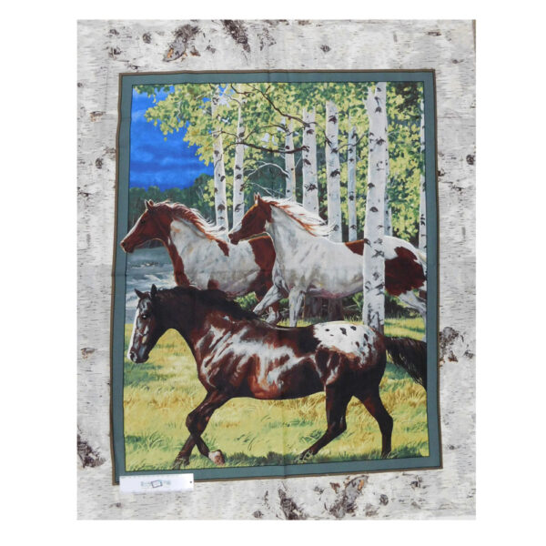 Patchwork Quilting Sewing Fabric HORSES IN THE WOODS Panel 90x110cm New