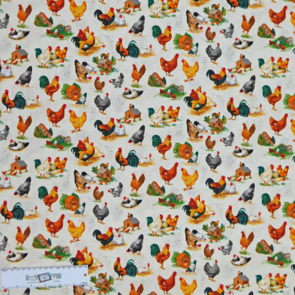 Patchwork Quilting Sewing Fabric CHICKEN TALK Material 50x55cm FQ New