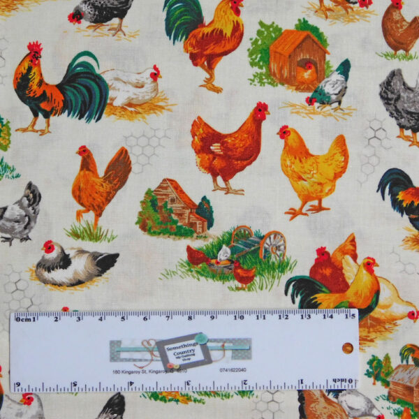 Patchwork Quilting Sewing Fabric CHICKEN TALK Material 50x55cm FQ New