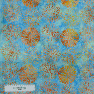 Patchwork Quilting Sewing Fabric BATIK TEAL FLOWERS Allover 50x55cm FQ New